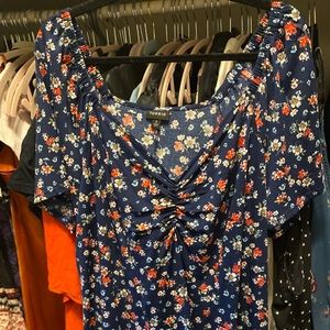 Torrid Blue Floral Crepe Bodycon Spring Dress 3X NWOT